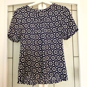 Pleated collar, open back J. Crew top